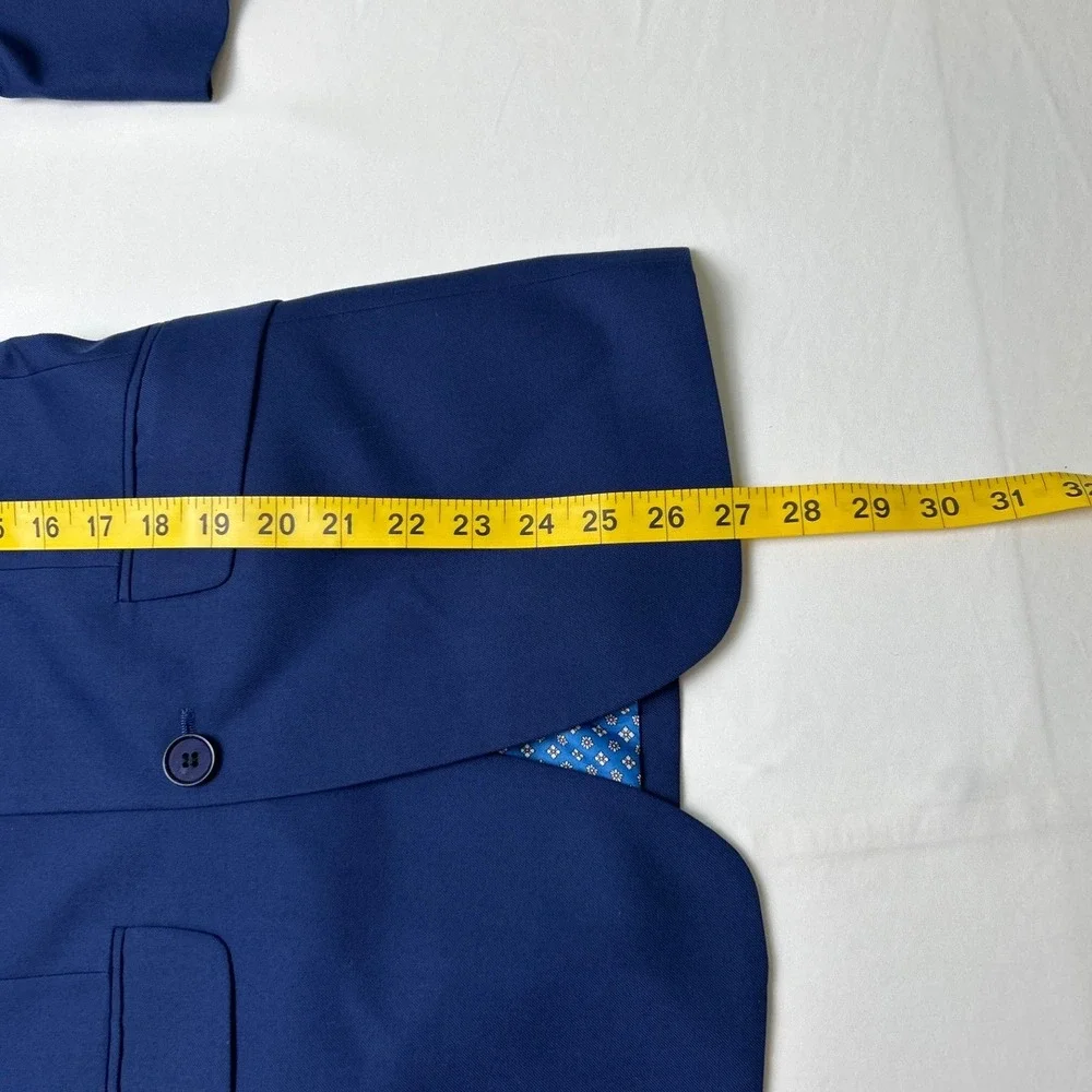 Renoir Mens Slim Fit 2 Button Flat Front 2 Piece Suit Size 34/28 Royal Bluel
